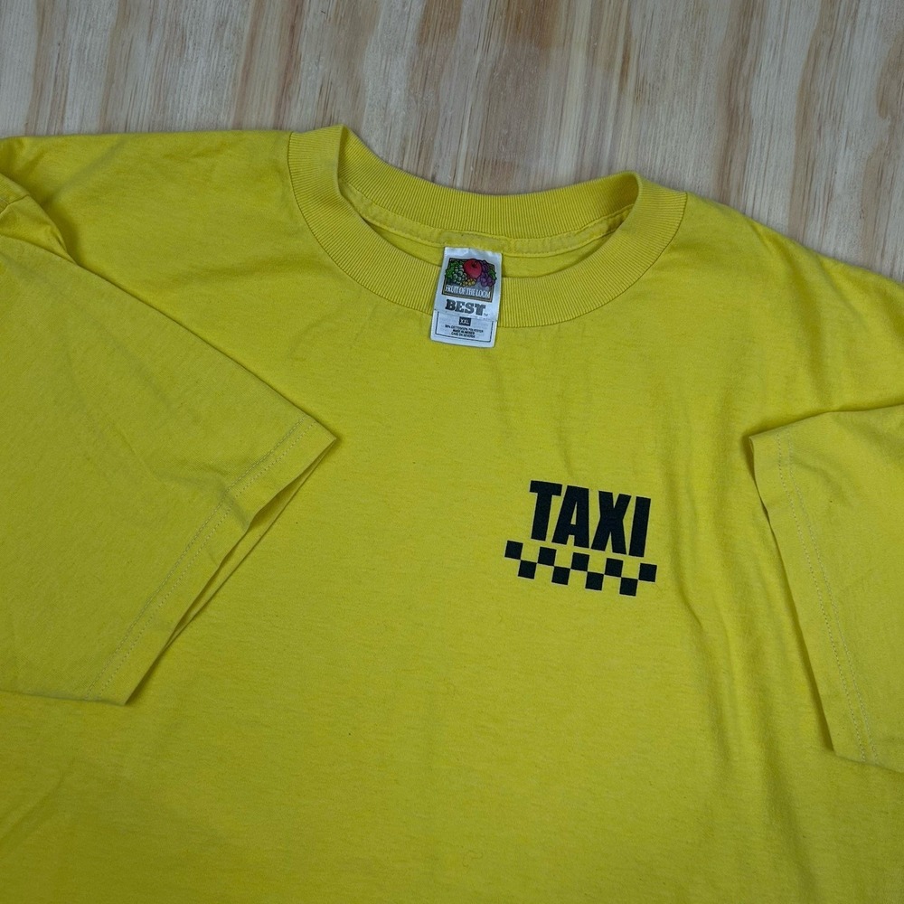 Vintage 90's Taxi T Shirt Yellow Short Sleeve 2XL XXL
